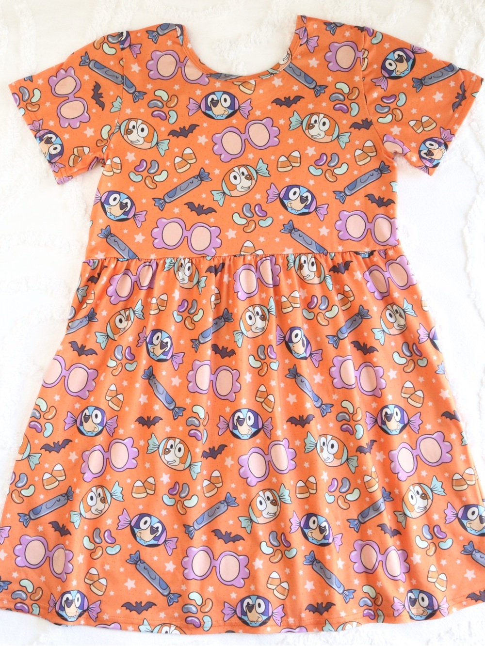 NWOT Bluey & Bingo Boutique Halloween Trick or Treat Candy Milk Silk Twirl Dress